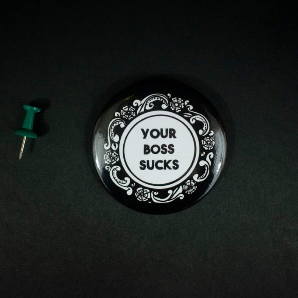 Large Pro Union worker pin - 2.25 inch pinback button - Picture 4 of 4